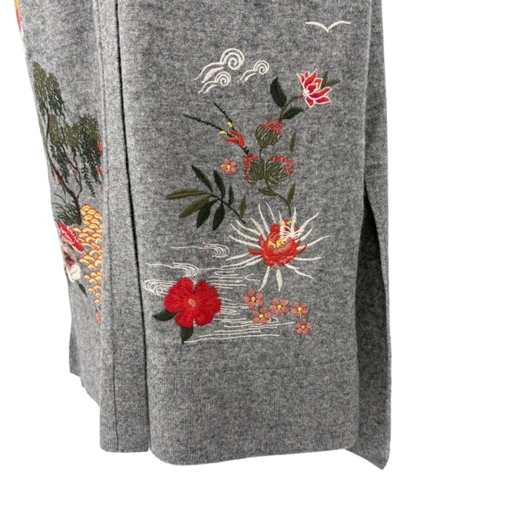 Johnny Was Heron Embroidered Wool Cashmere Midi Vest Gray Designer Size XS - Picture 12 of 16